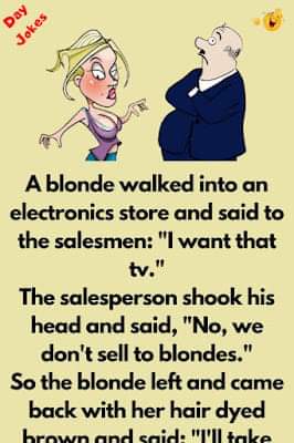 A blonde walked into an electronics store