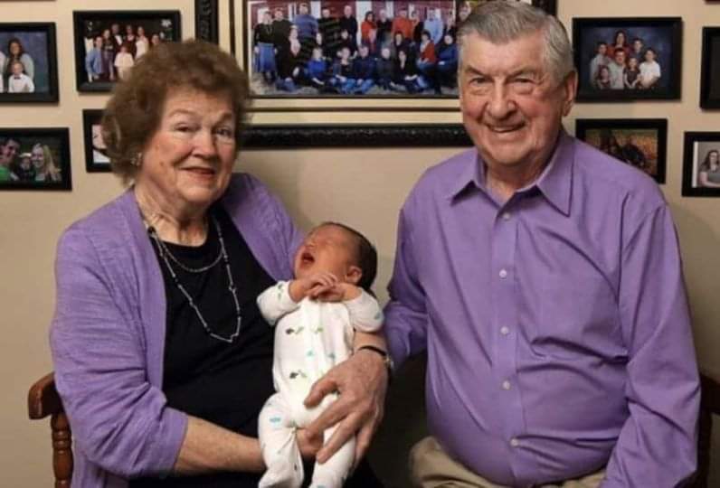 Married couple of 59 years welcomes 100th grandchild