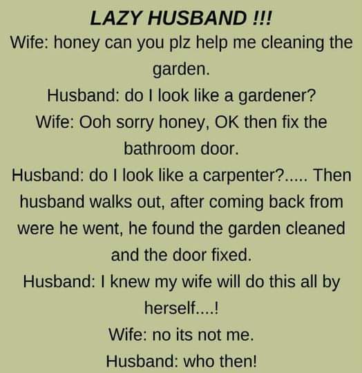 LAZY HUSBAND !!! (FUNNY STORY)