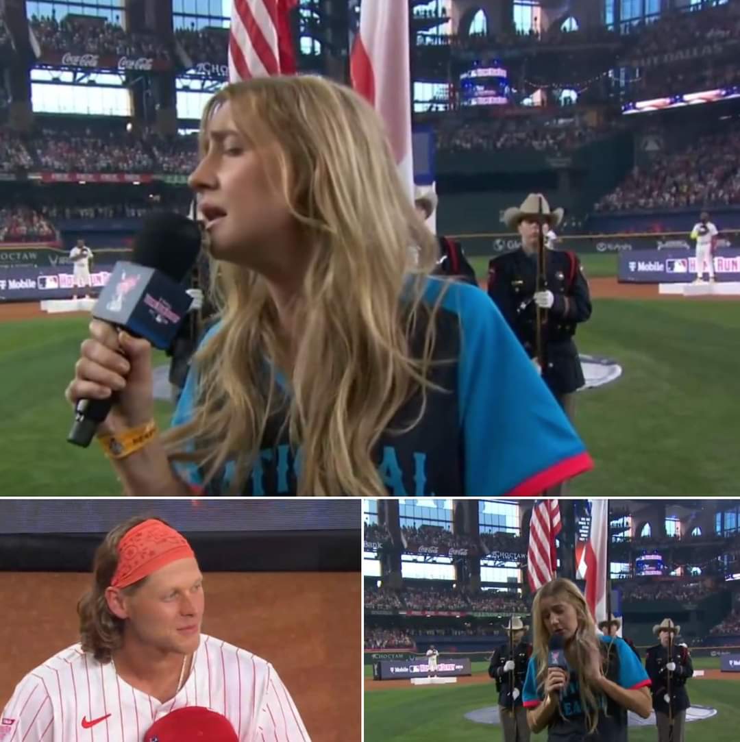 Ingrid Andress performs unforgettable rendition of the national anthem at MLB Home Run Derby