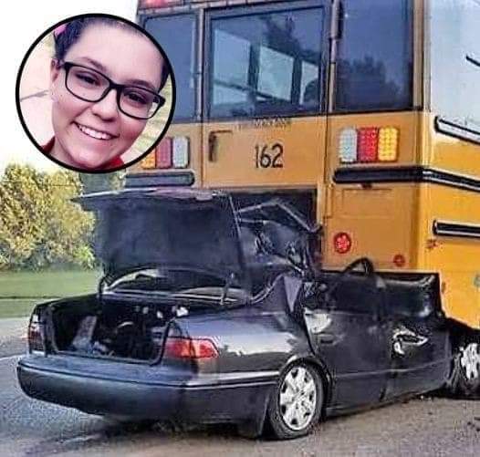 Police discover what the teen was carrying after she crashes into a school bus and dies